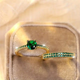 Serena Emerald Duo Ring Set | Gold