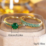 Serena Emerald Duo Ring Set | Gold