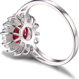 Classic Ruby Halo Ring | White Gold