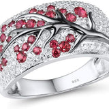 Ruby Blossom Tree Ring | White Gold
