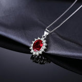 Classic Ruby Halo Necklace | White Gold