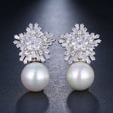 Zircon Star Pearl Charm Earrings