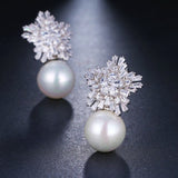 Zircon Star Pearl Charm Earrings