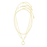 Open Circle Three Row Necklace | Gold