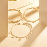 Coastal Charm 3-Piece Layered Anklet Set | Gold